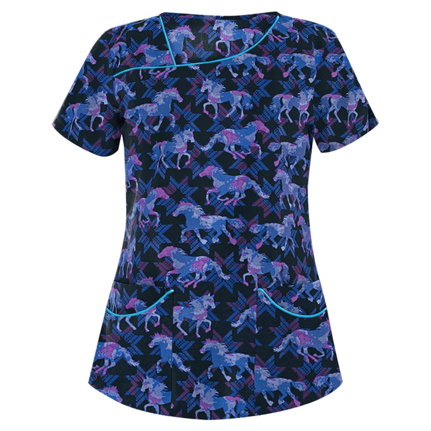Women's Stylish Printed Sleeve Pocket T-shirt Blouses