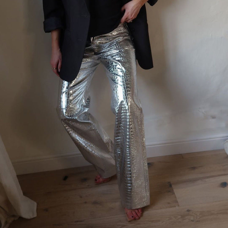 Women's Fashion Scale Pattern High Waist Long Pants