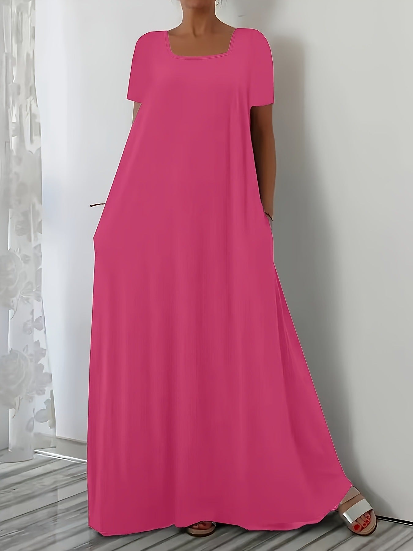 Dress Casual Loose Sleeves Solid Color Dresses