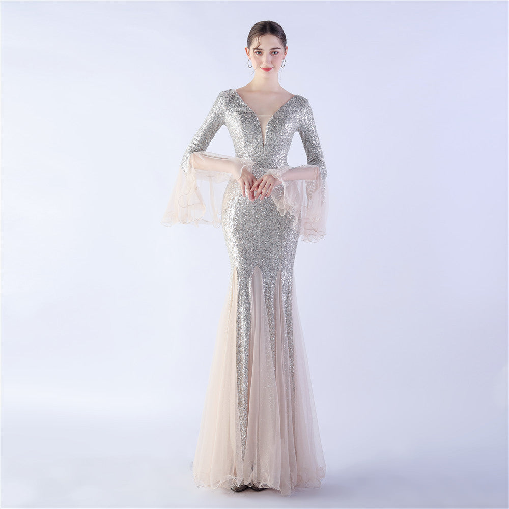 Craft Encryption Mesh Dinner Stage Sequined Wedding Dresses