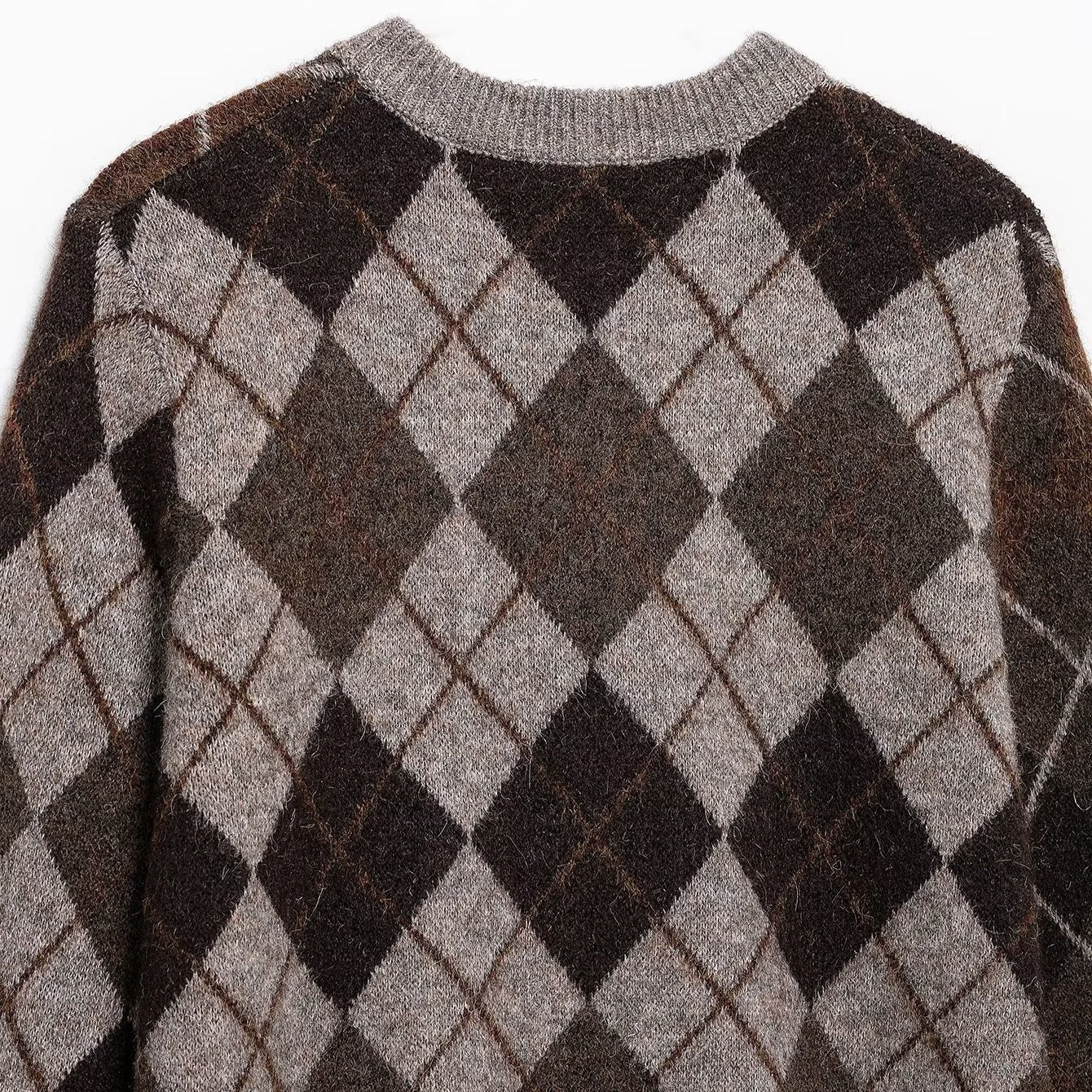 Women's Street Fashion Diamond Pattern Knitted Coats