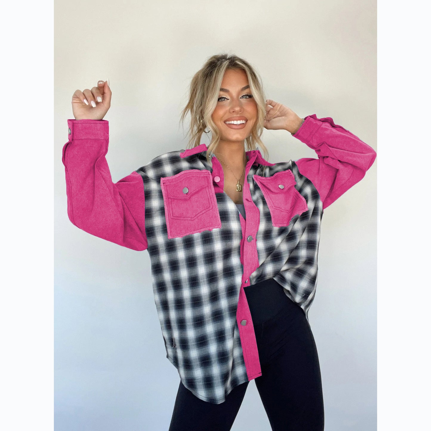 Casual Fashion Style Woolen Patchwork Plaid Jackets