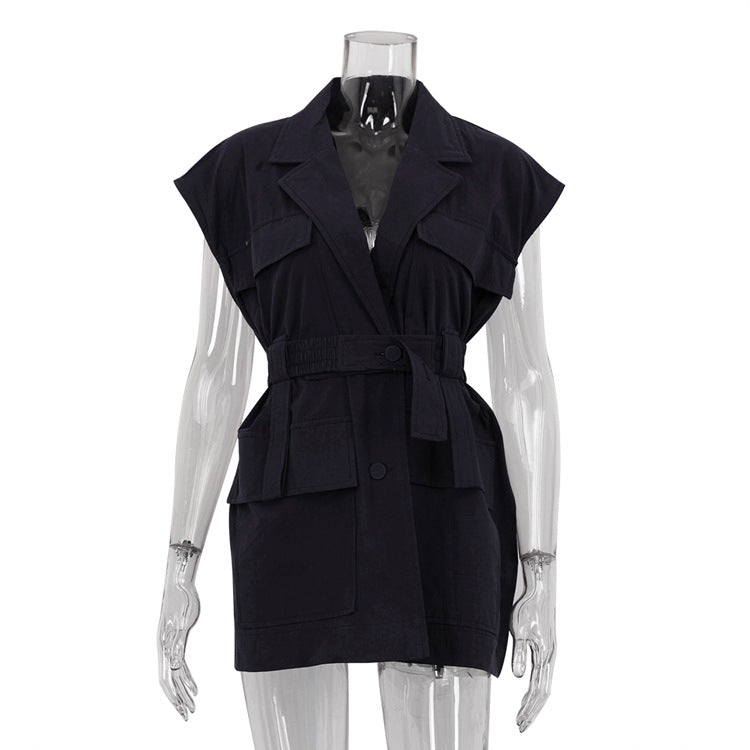 Women's Shirt Trendy Stylish Design Sense Belt Blouses