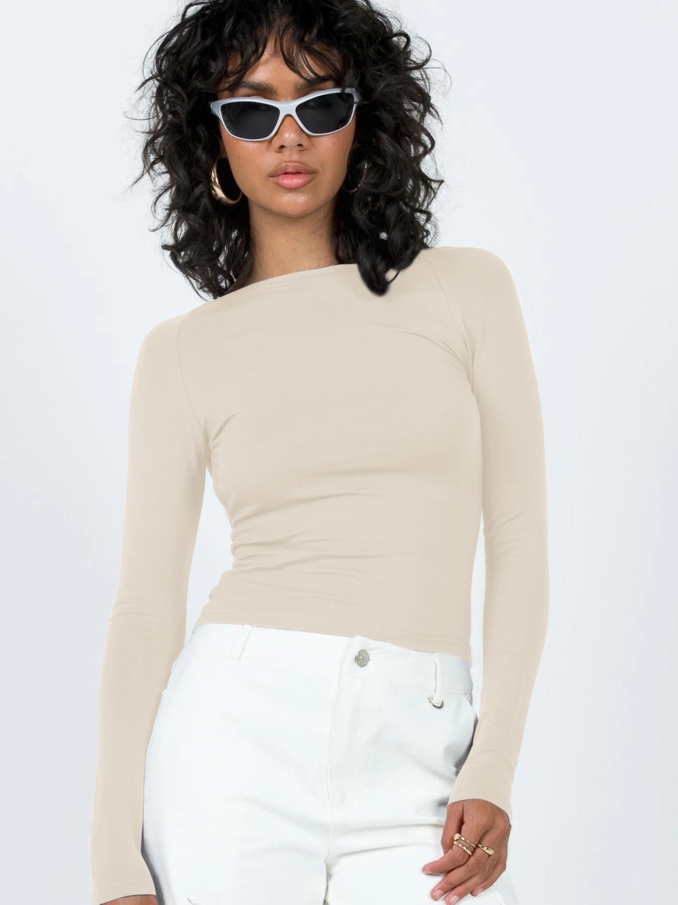 Women's Big Backless Long Sleeve American Sexy Blouses