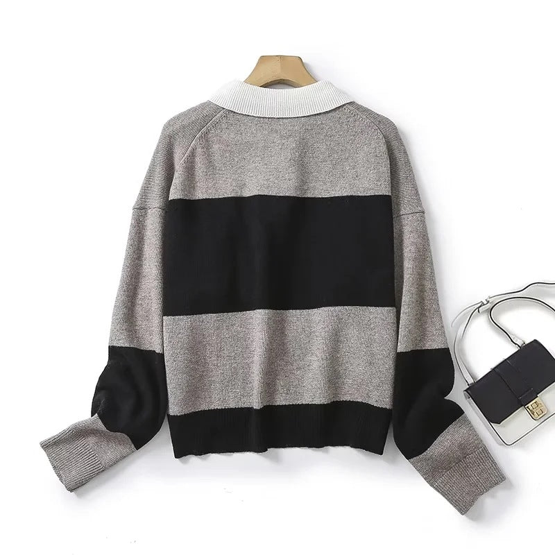 Women's Spring Loose Collar Colored Pullover For Knitwear