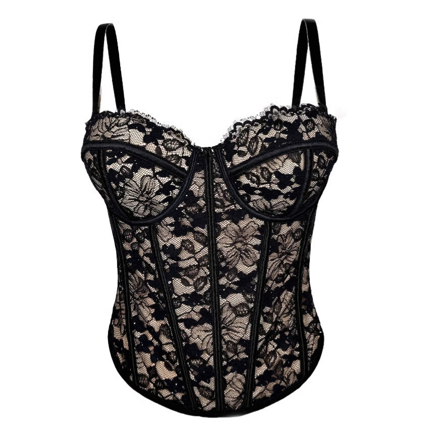 Black Lace Inner Match Sling High-grade Outer Wear Body Tops