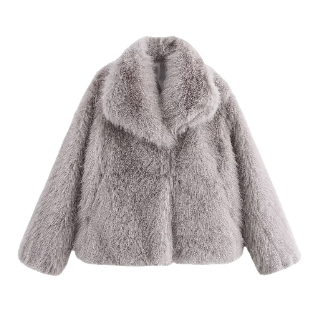 Women's Fashion Luxury Texture Imitation Fur Effect Coats