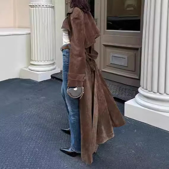 Women's Retro Overcoat Elegant Brown Lace Waist Coats