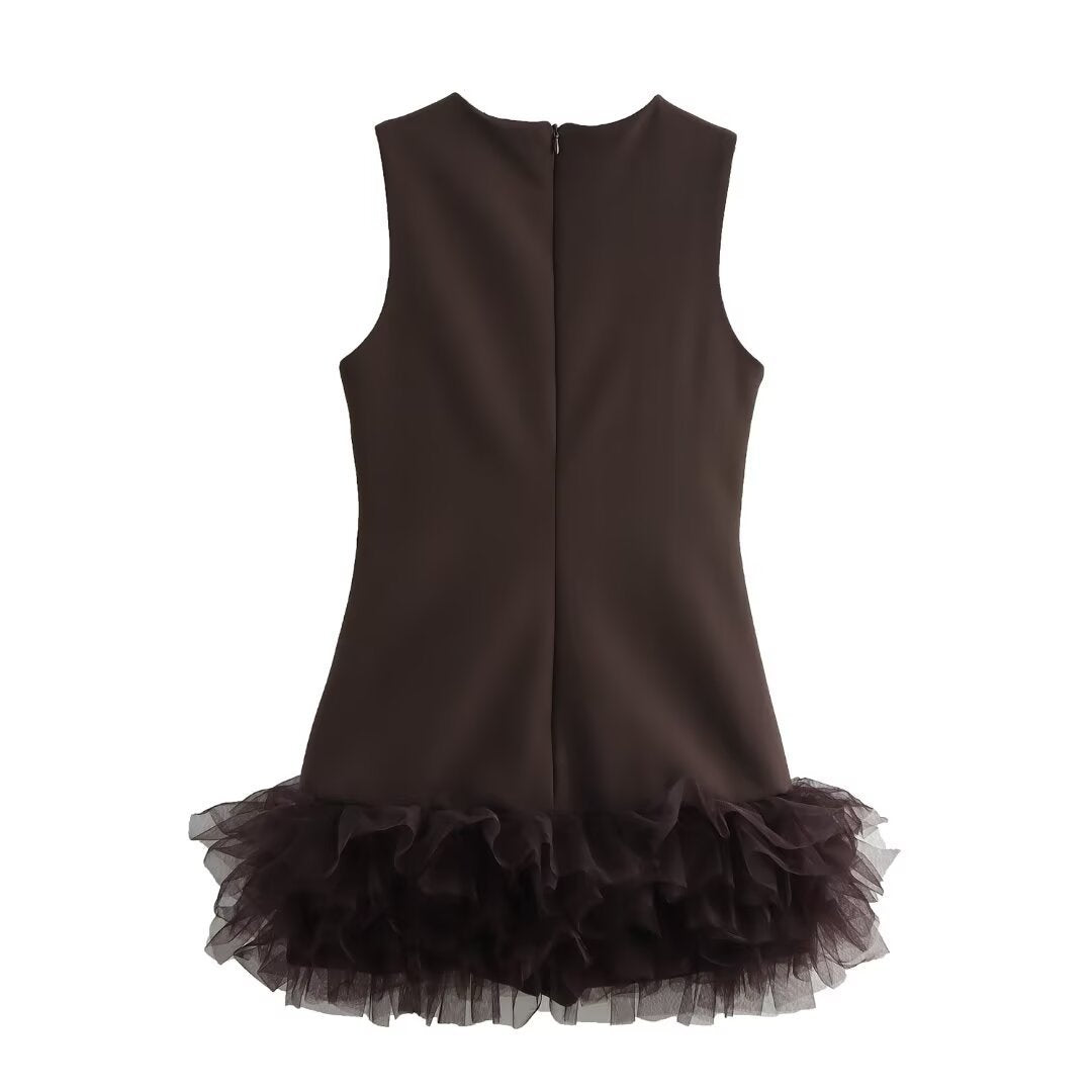 Women's Winter Street Fashion Temperament Silk Net Dresses