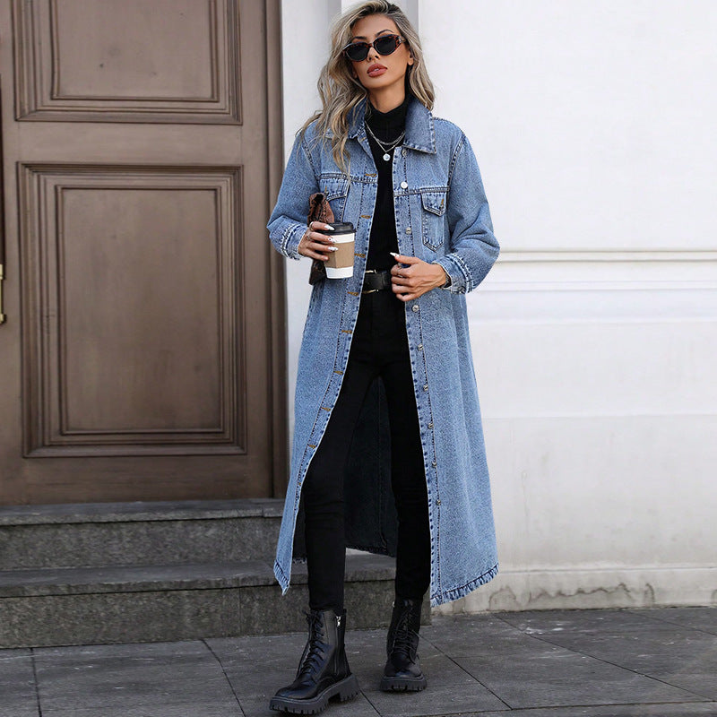 Women's Pretty Versatile Fashionable Denim Long Jackets