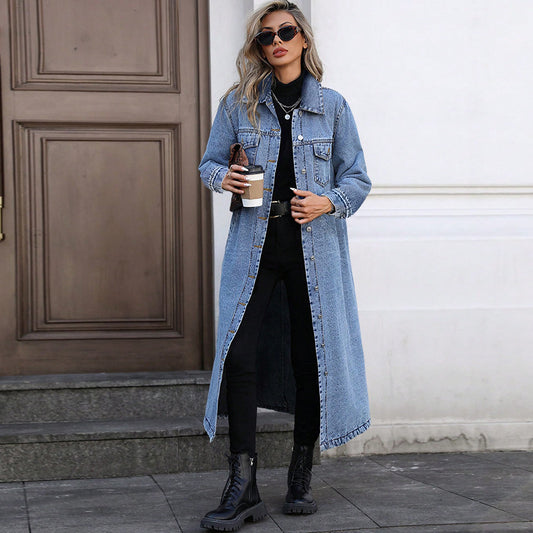 Women's Pretty Versatile Fashionable Denim Long Jackets