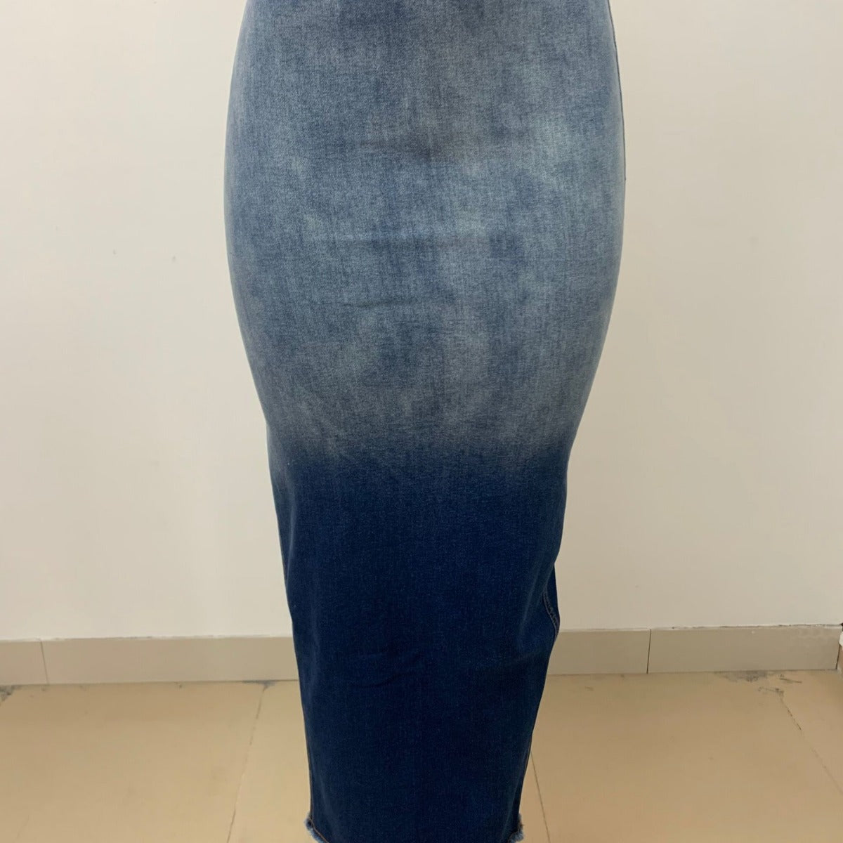 Women's Fashion Burnt Flower Slit Tassel Denim Skirts