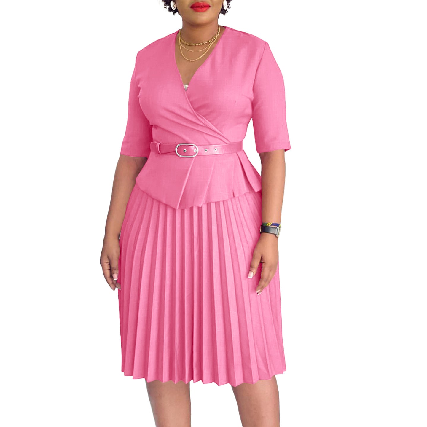 Women's Fashion Temperament Ol Pleated African Plus Size