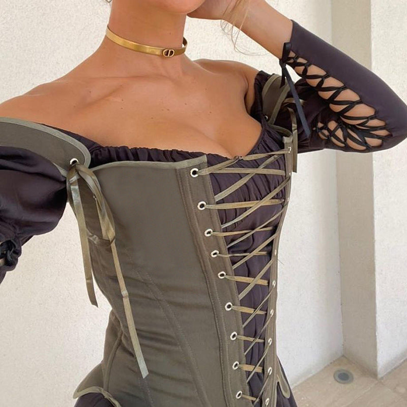 Women's Summer Fashion Tie Fishbone Cinched Waist Blouses