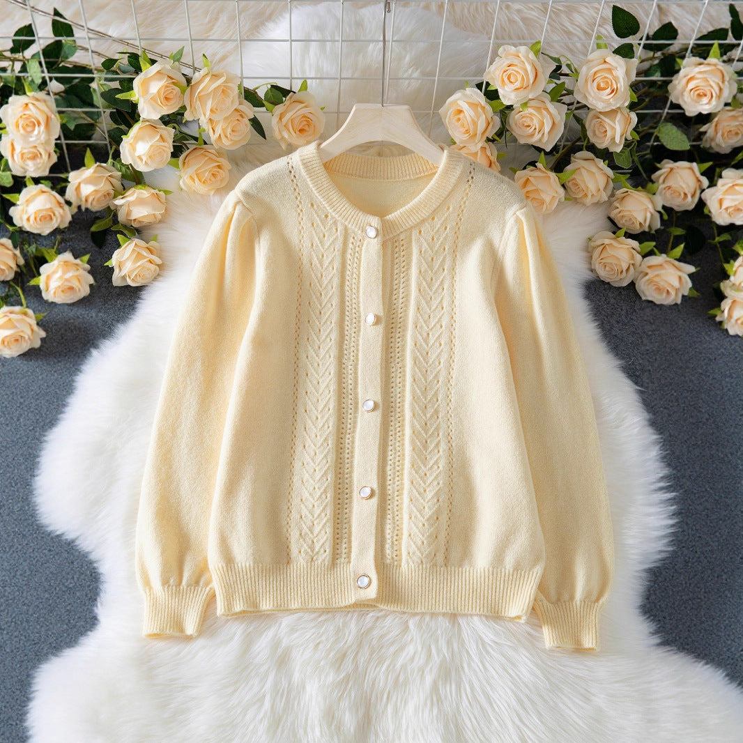 Women's Solid Color Knitted Crocheted Hollow Out Long Sweaters