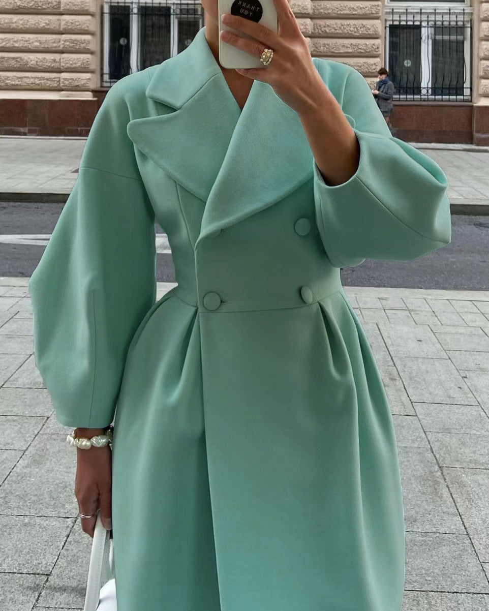 Court Style Lantern Sleeve Large Lapel Coats