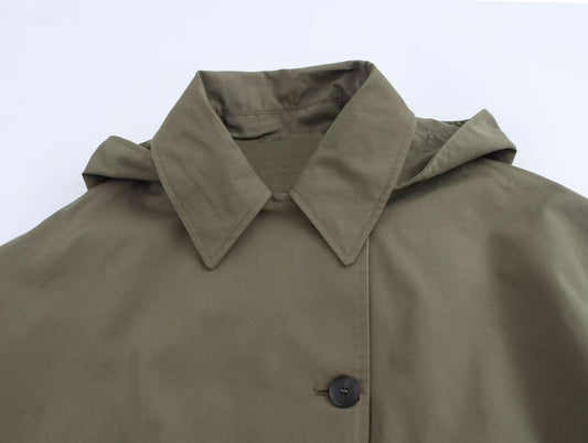 Women's Solid Color Polo Collar Single-breasted Long Coats