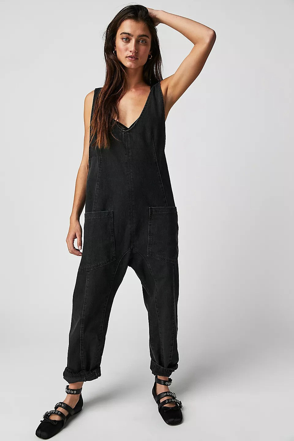 Women's Loose Dungarees Casual Overalls Denim Pants