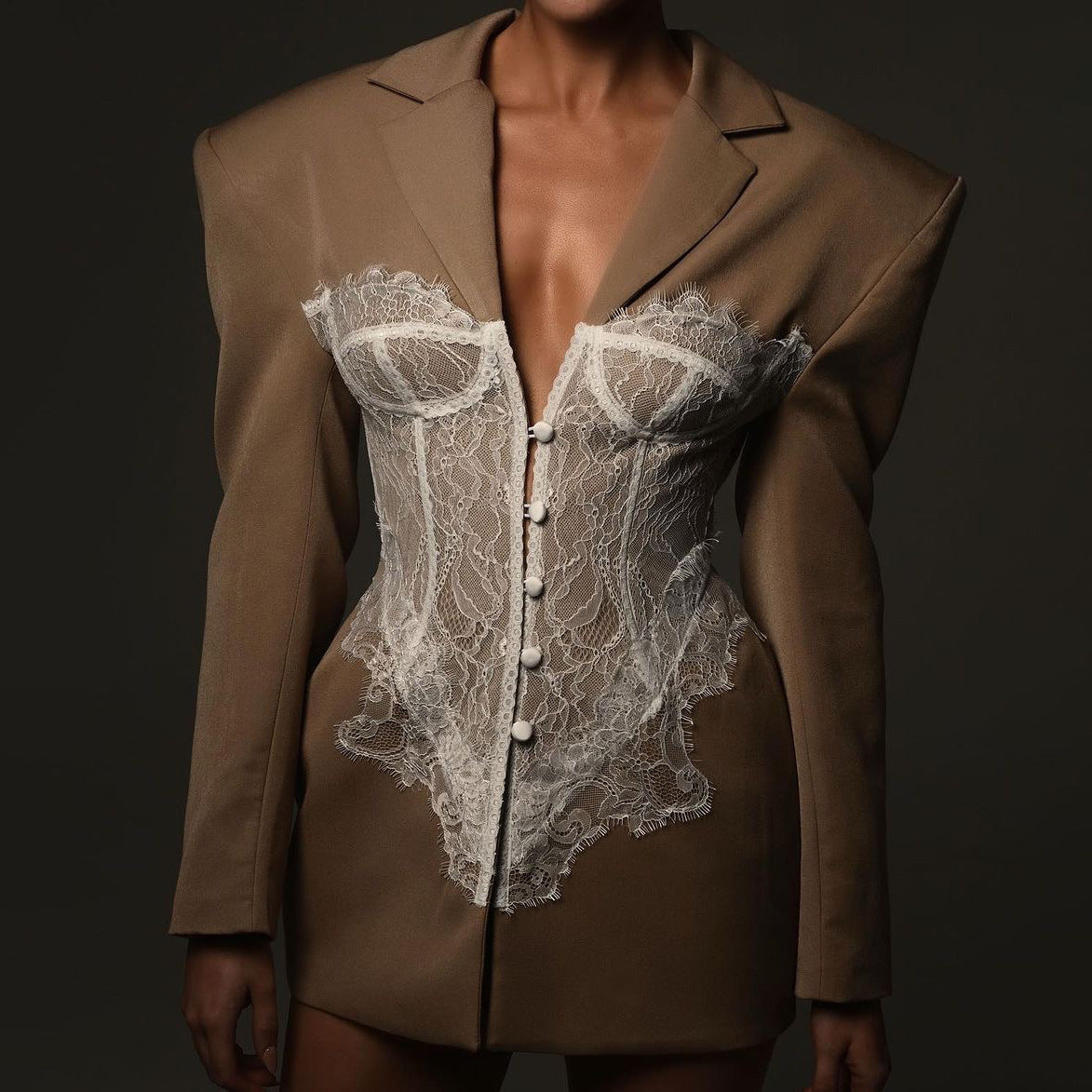 Women's Lace Stitching Fashion Sexy Hot Tight Suits