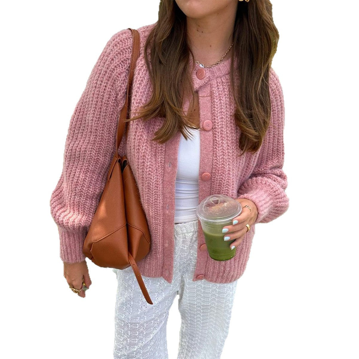 Women's Casual Minimalist Long Sleeve Button Shirt Sweaters