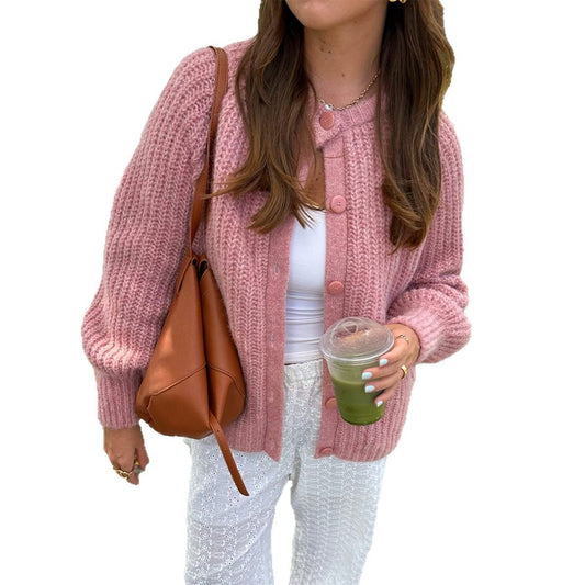 Women's Casual Minimalist Long Sleeve Button Shirt Sweaters