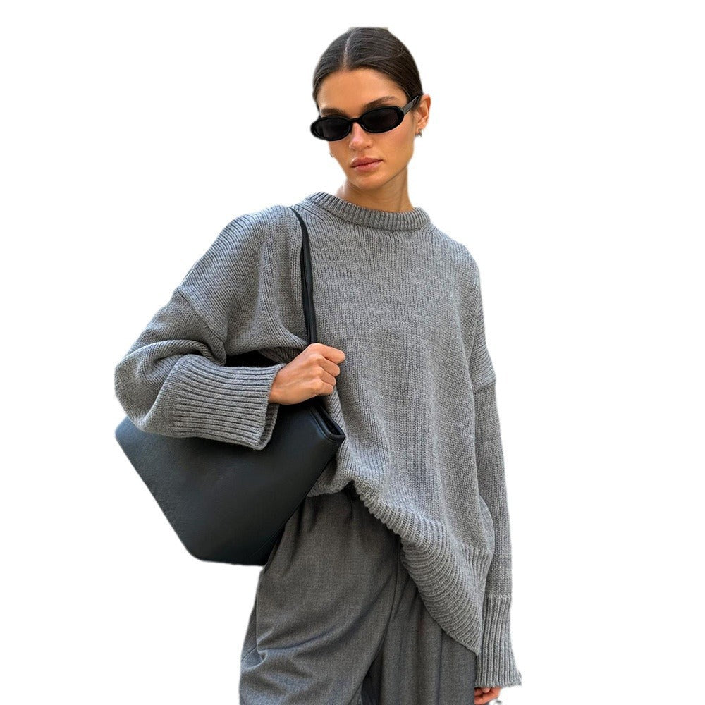 Round Neck Pure Color Casual Lazy Sweaters