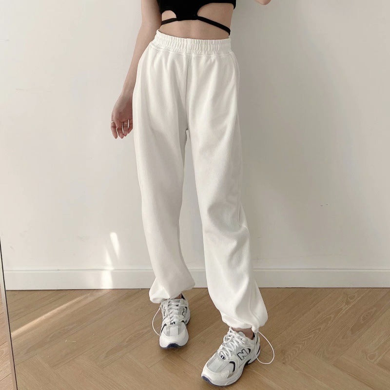 Female Casual Jogger Gray High Waist Pants