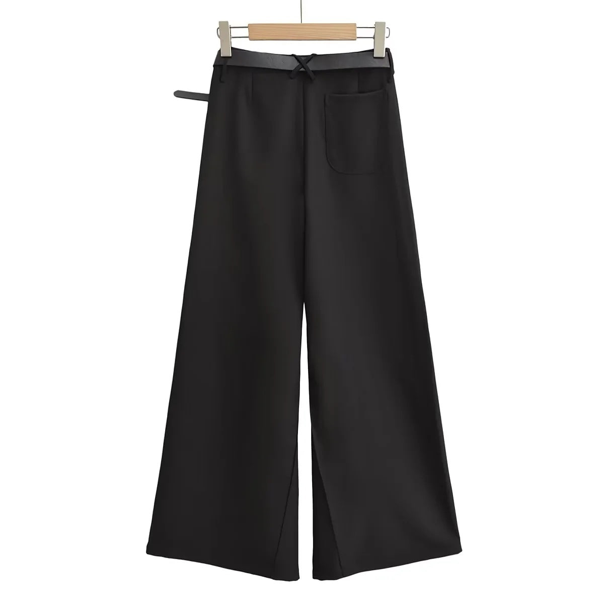 Women's Black V-shaped Low Waist Casual Legs Of Trousers Pants