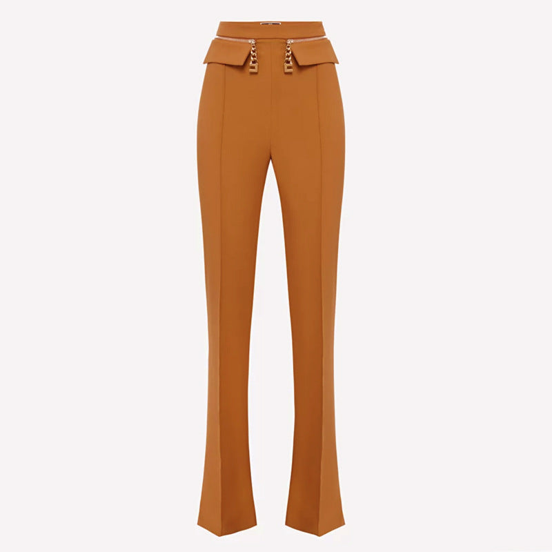 Summer Workplace Commute Style Black Chain Pants