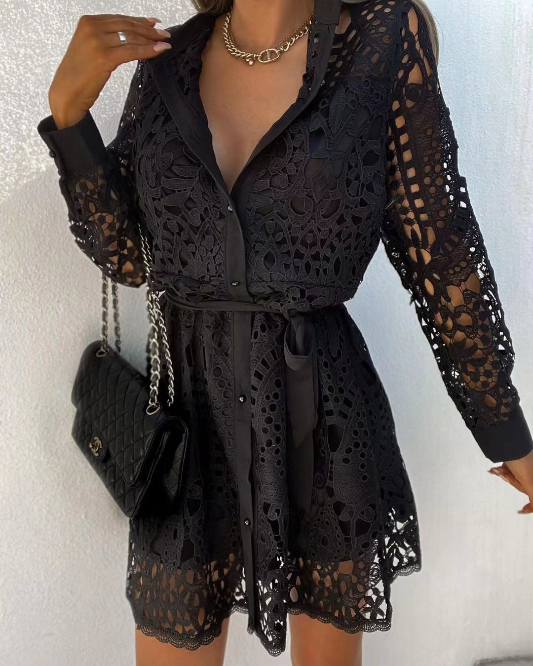 Women's Fashionable Elegant Lace Mini Dress For Dresses