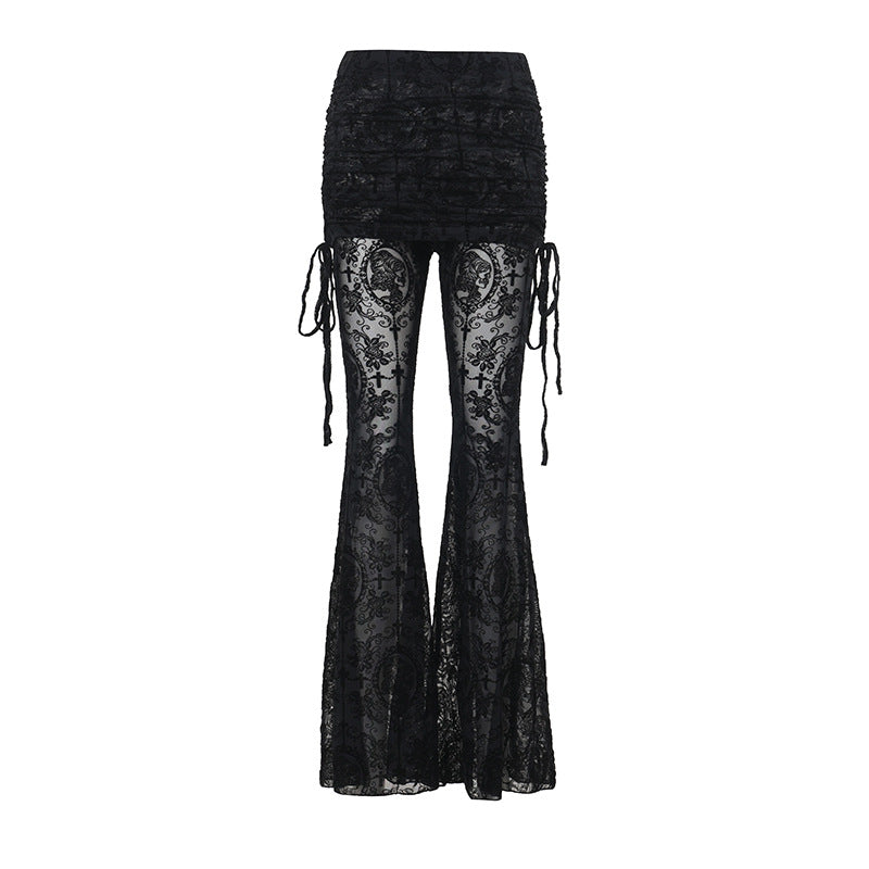 Women's Elegant Sexy Hot Cross Flocking Culottes Pants