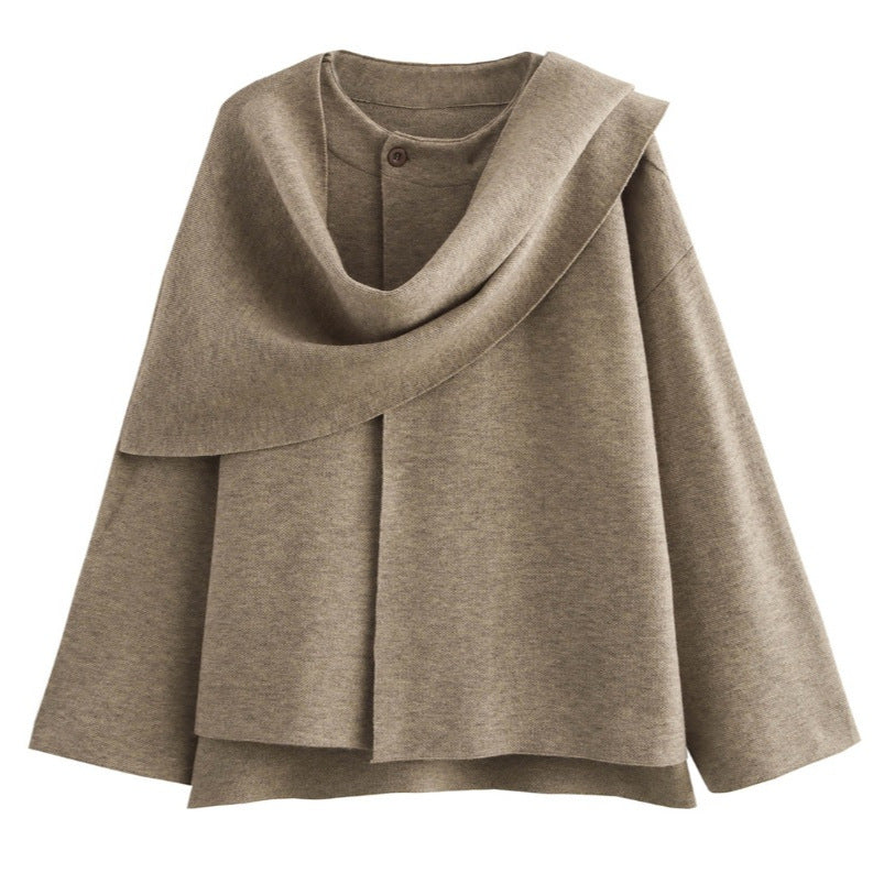 Women's Cool Elegant Asymmetric Scarf Knitted Coats