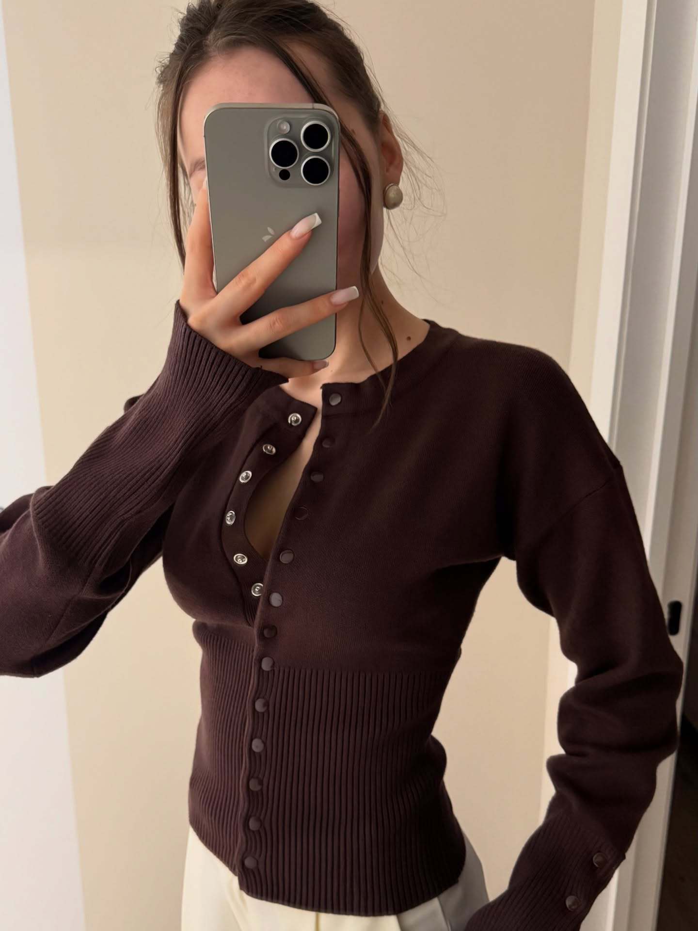 Women's High Waist Round Neck Single-breasted Sweaters