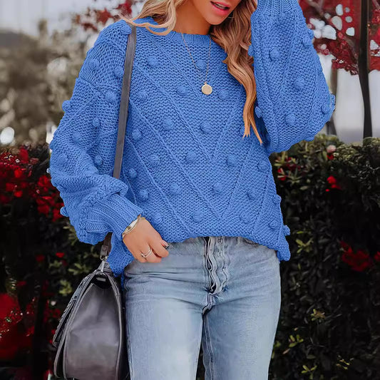 Women's Wool Ball Loose Long Sleeve Pullover Sweaters