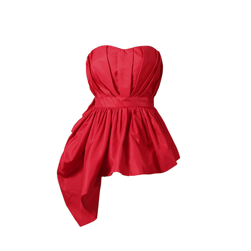 Affordable Luxury Sexy Style Summer Ruffled Tube Cinched Tops