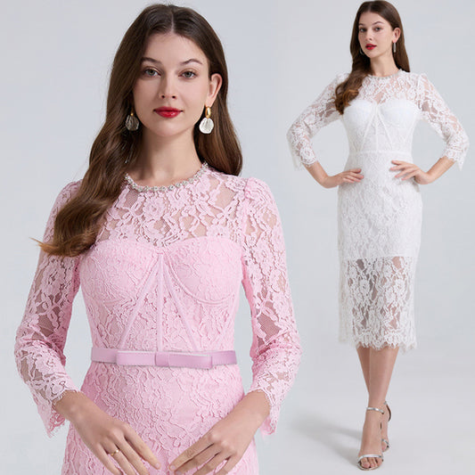 Women's Retro High-grade Elegant Eyelash Lace Dress Dresses