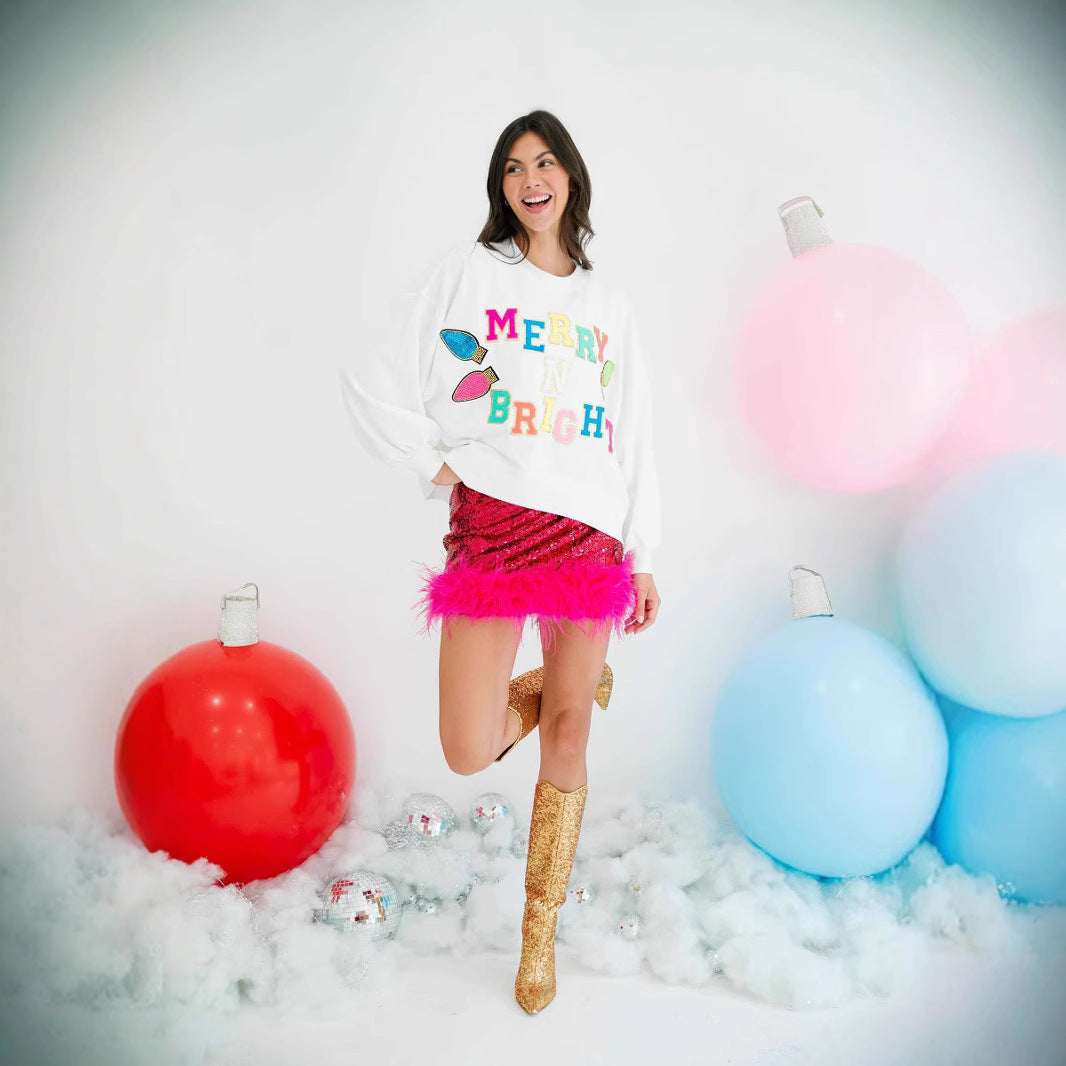 Pullover Christmas Style Fashion Casual Letter Tops