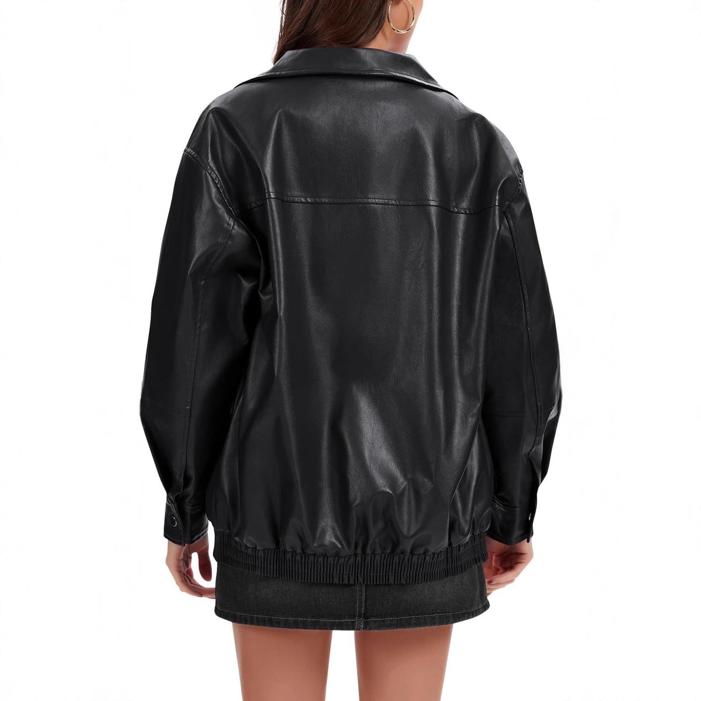 Pocket Loose Long Sleeve Leather Cool Jackets
