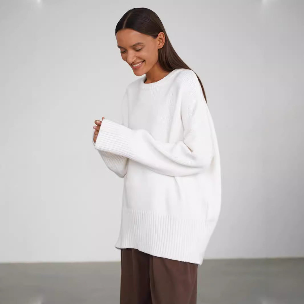 Round Neck Pure Color Casual Lazy Sweaters