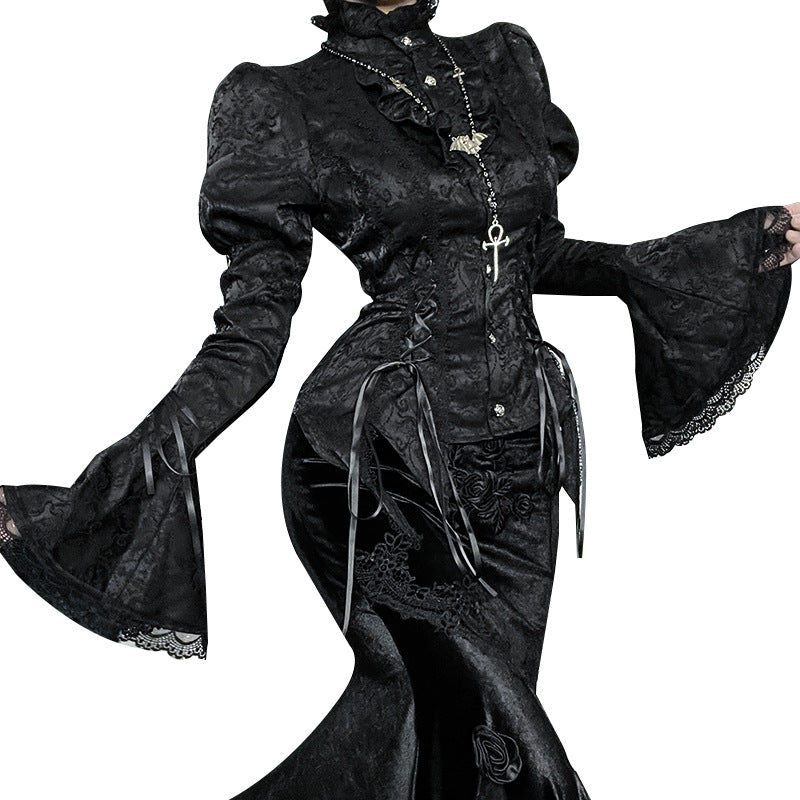 Shirt Asian Culture Dark Style Bell Blouses