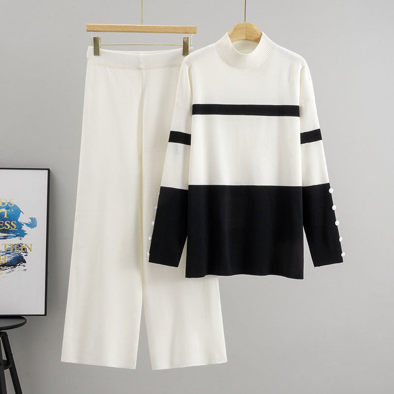 Women's European Goods Sports Striped Loose Two-piece Fashion Casual Suit