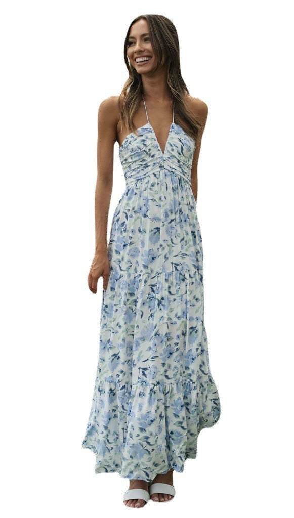 Women's Brace Long Dress Elegant Sleeveless Sling Dresses