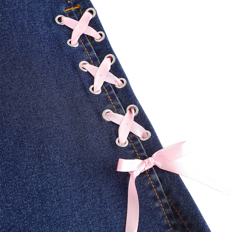 Women's Bow Loose Straight Trousers Source Jeans