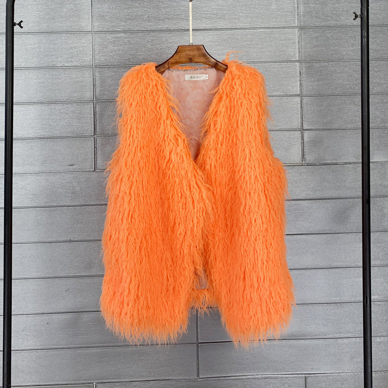 Women's Winter Mid-length Imitated Tibet Sheep Fur Coats