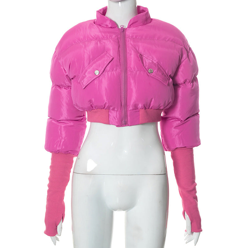 Women's Bobbi Stand Collar Stitching Solid Color Coats