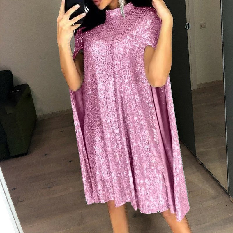 Women's Spring Small Stand Collar Sequins Dress Dresses
