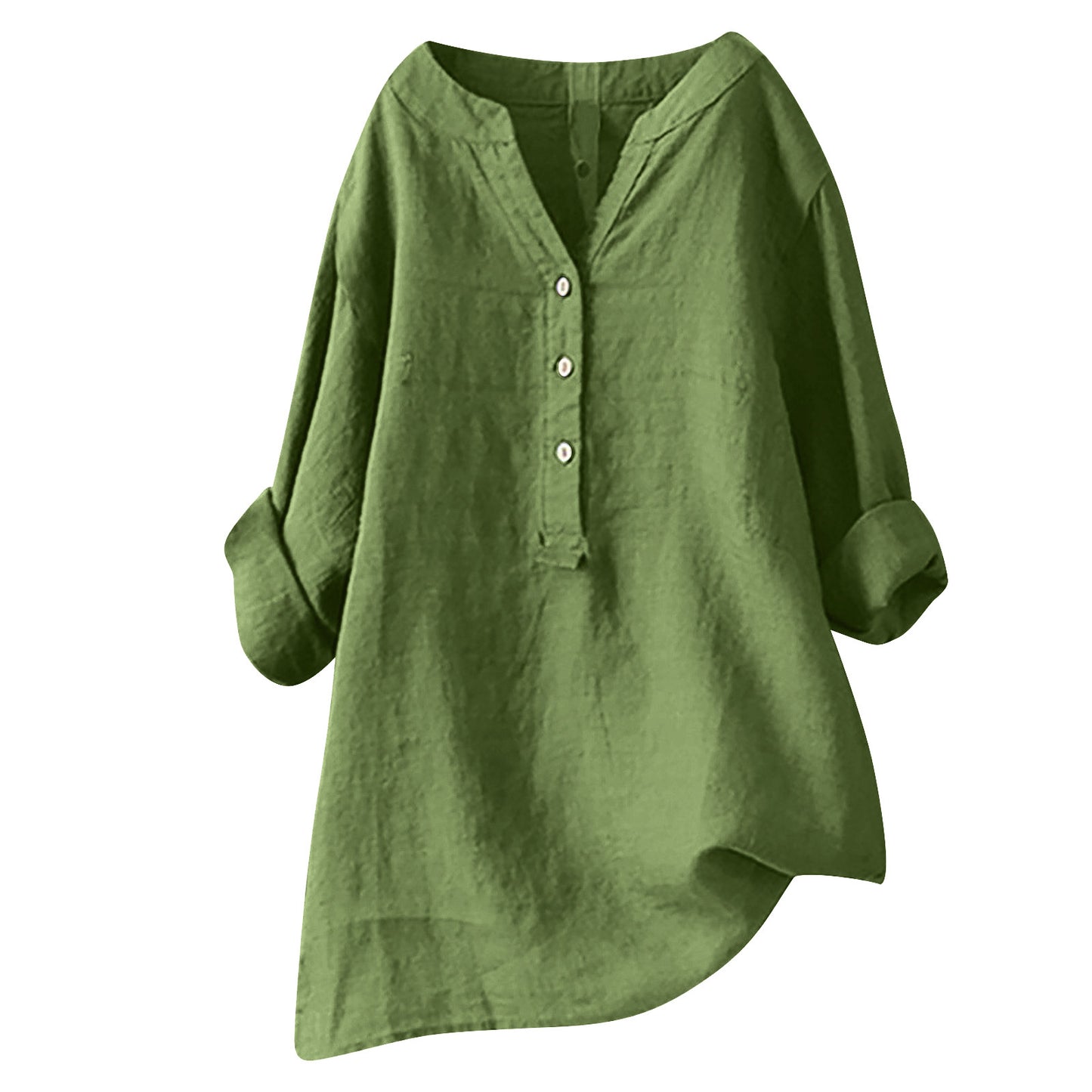 Women's Loose Solid Color Shirt Cotton Linen Blouses