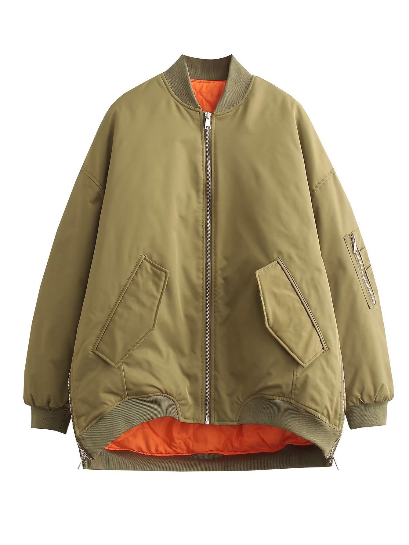 Women's Casual Loose Zipper Pilot For Coats