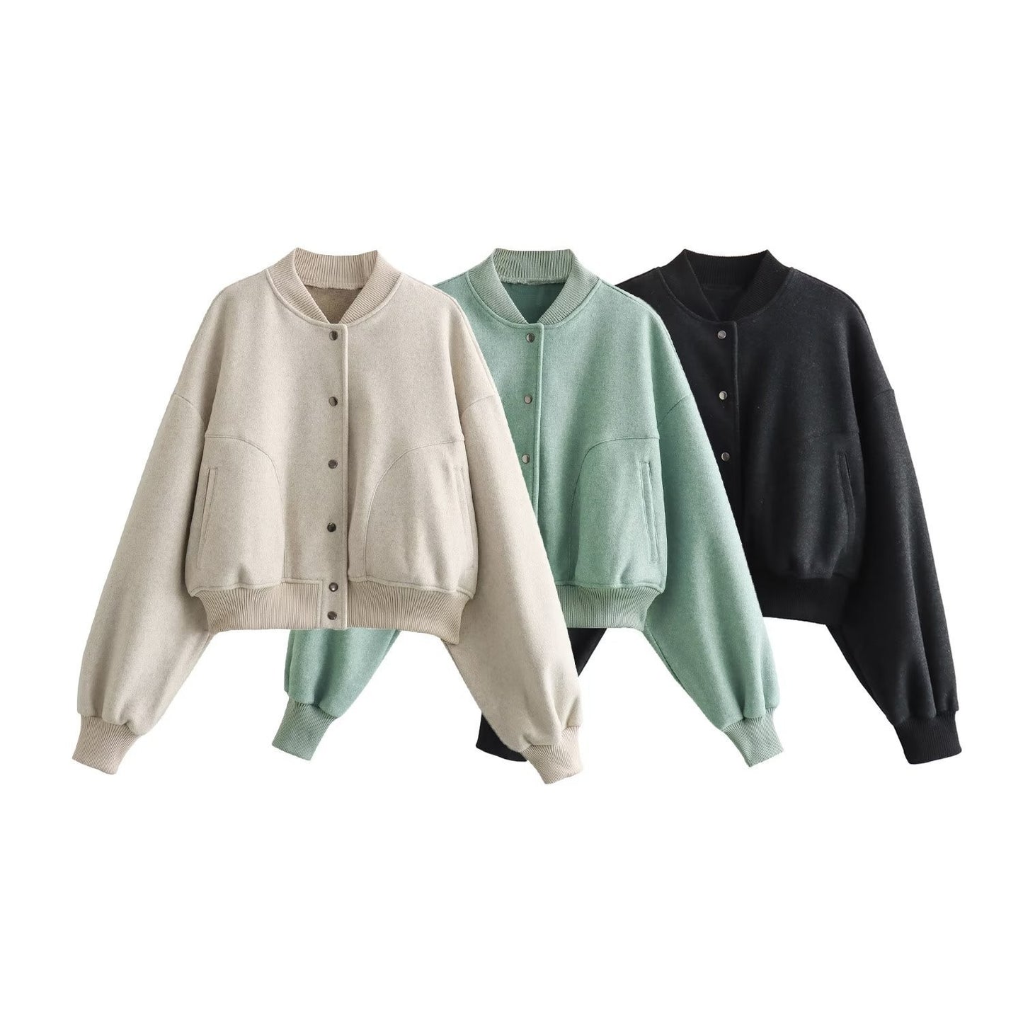 Women's Comfortable Spring Large Pocket Bomber Jackets