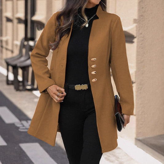 Women's Korean Style Lapel Slimming Solid Color Coats